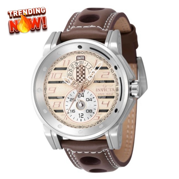 Invicta Other - Invicta Racing Circuit Silver and Brown Men's Watch with Sturdy Genuine Leather.